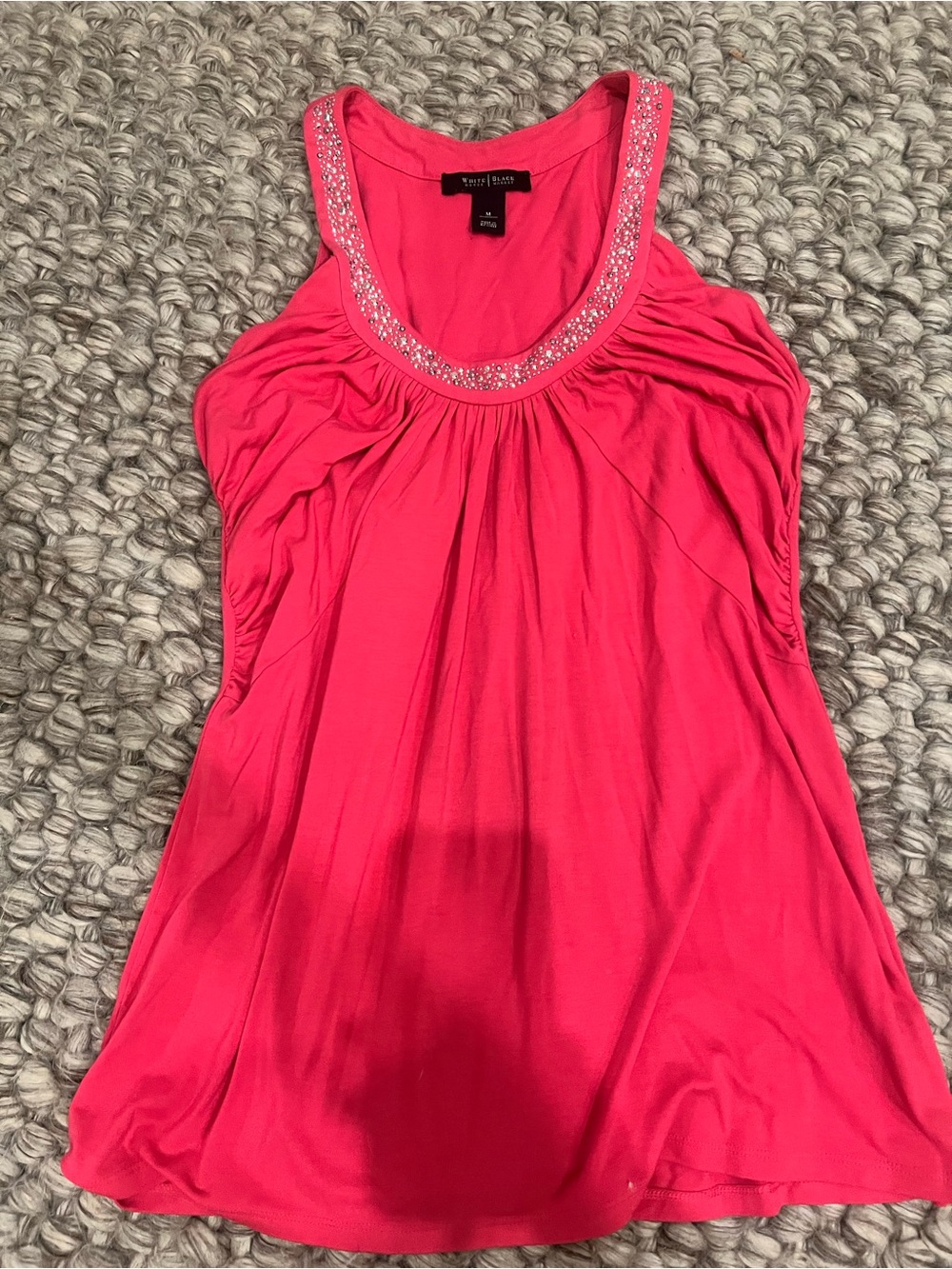 White House Black Market Pink Rhinestone Embellished Tank Top